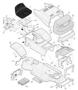 Chassis And Hood Diagram and Parts List for 387002X83A 2004 Briggs and Stratton Lawn Tractor